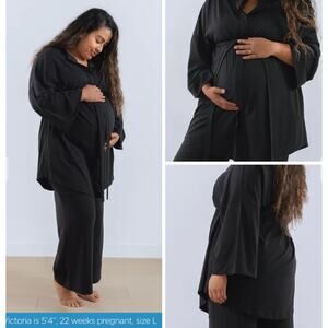 Happiest Baby Lounge Robe Top With Tie Maternity Womens XL Night Black